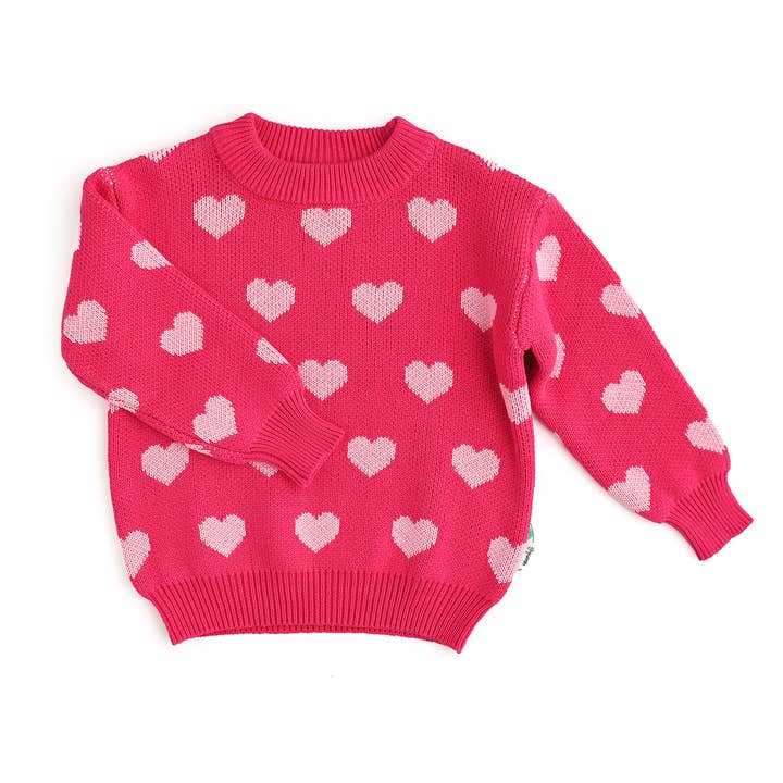 Gigi and Max - Vendita all'ingrosso Maglione tricot - Bambini - Maglione Cuore Rosa San Valentino Cuore Rosa Chiaro