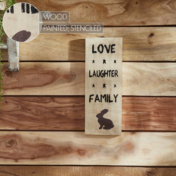 VHC Brands - Wholesale Sign - Love Laughter Family Wooden Sign 14.5x5.5