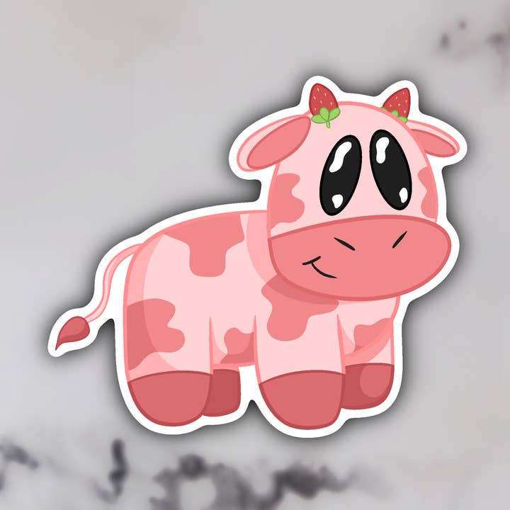 Autocolante Cartoon Morango Vaca por atacado de Jelly Jean Designs