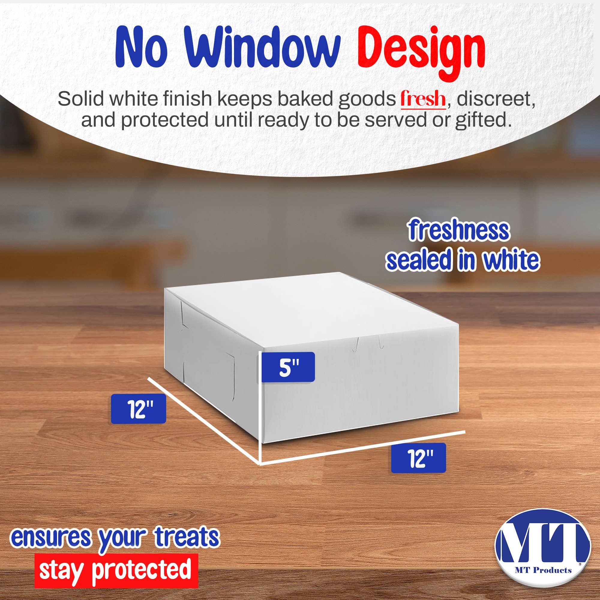 MT Products - Wholesale Gift Box - MT Products Cookie Boxes 12" x 12" x 5" - White Bakery Boxes1