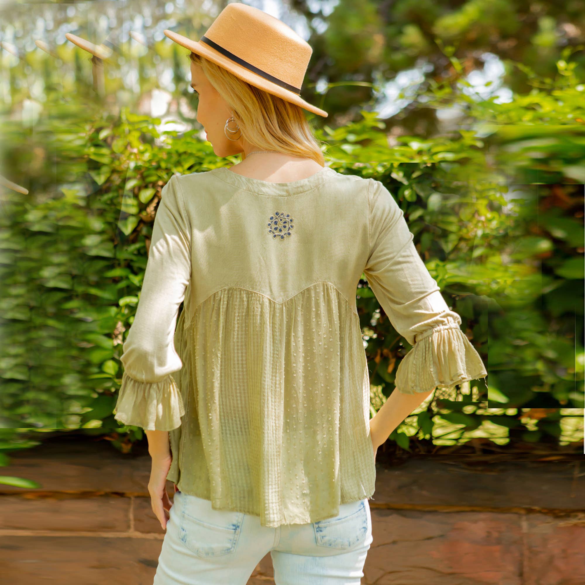 Young Threads - Venta al por mayor Blusa - Mujer - Blusa bohemia adornada estilo western (Color nuevo)35