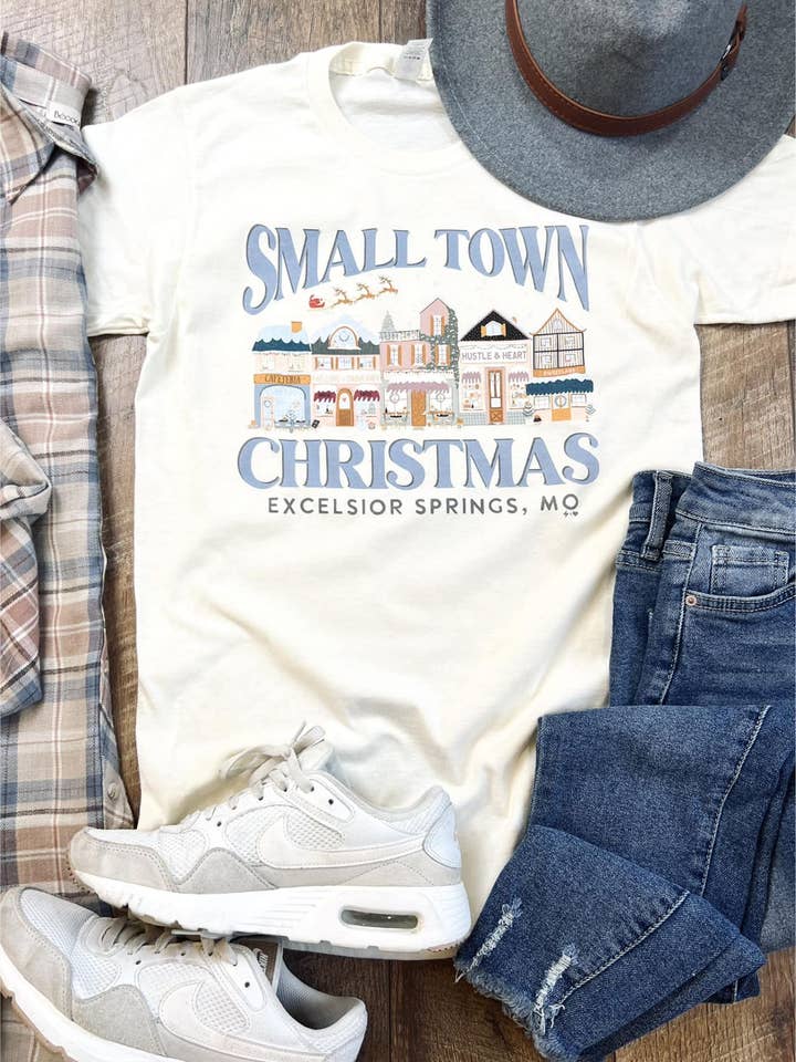 Custom Small Town Christmas Tee (XMAS1037-DTG-TEE) for wholesale by Hustle+Heart