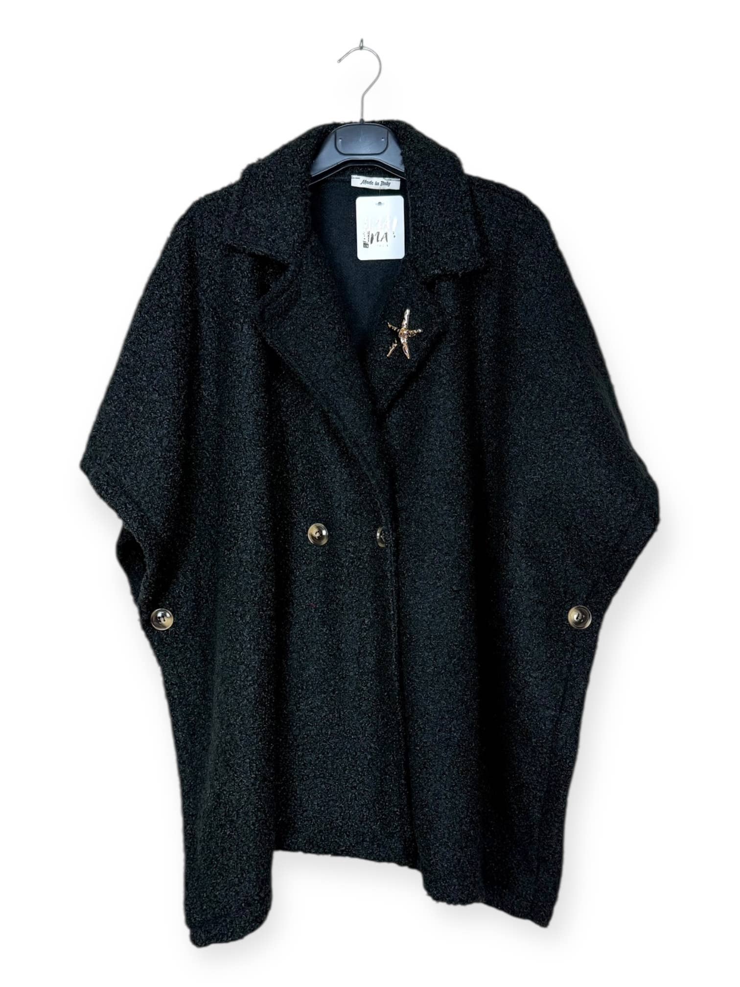 Lucky Nana - Wholesale Coat - Women's - AH 25101 - Double-Breasted Poncho Coat with Brooch22