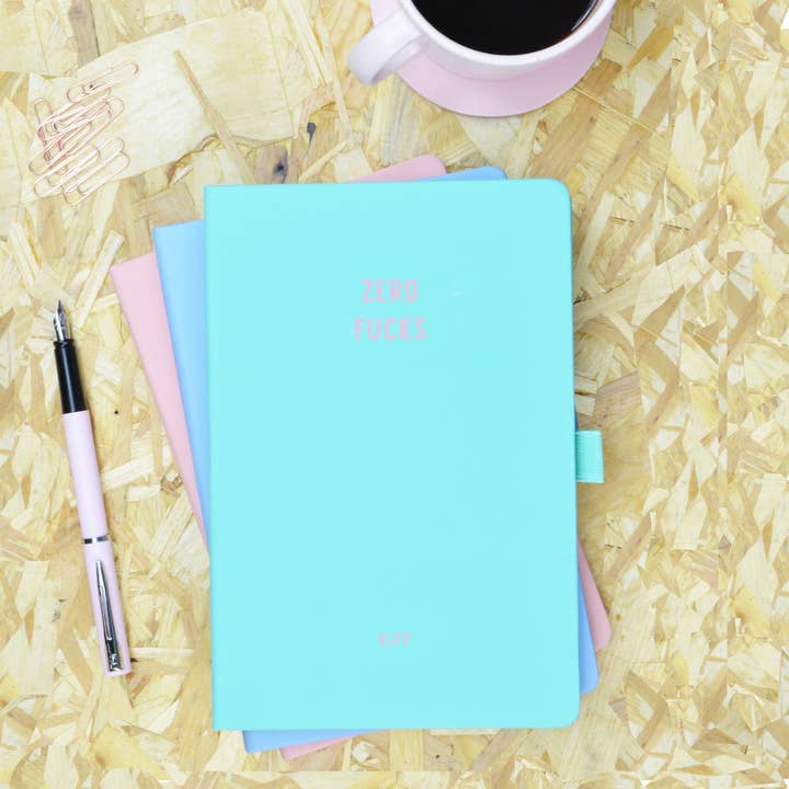 Zero Fucks Green & Pink Notebook for wholesale by Flamingo Candles