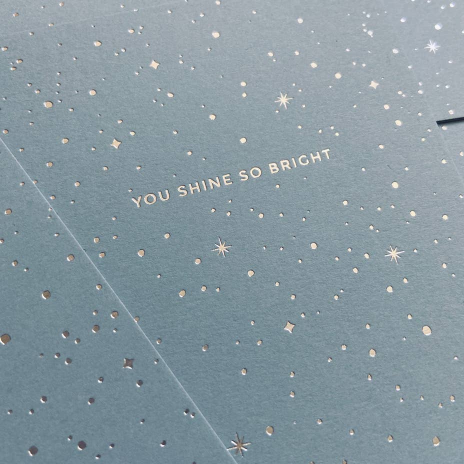Missive – wholesale Congratulations card – You Shine So Bright Foil Celestial Greeting Card1