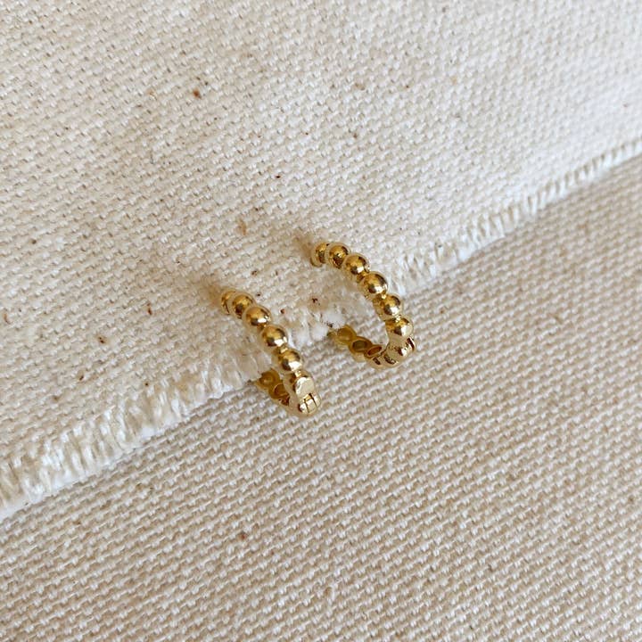 GoldFi - Wholesale Hoop Earrings - 18k Gold Filled 15.5 mm Beaded Clicker Hoop Earrings