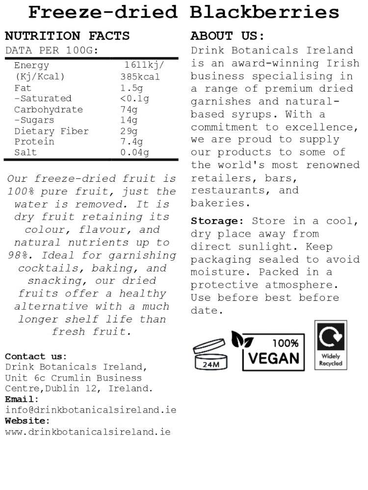 Drink Botanicals Ireland - Vendita all'ingrosso Frutta secca/disidratata - More nere liofilizzate2