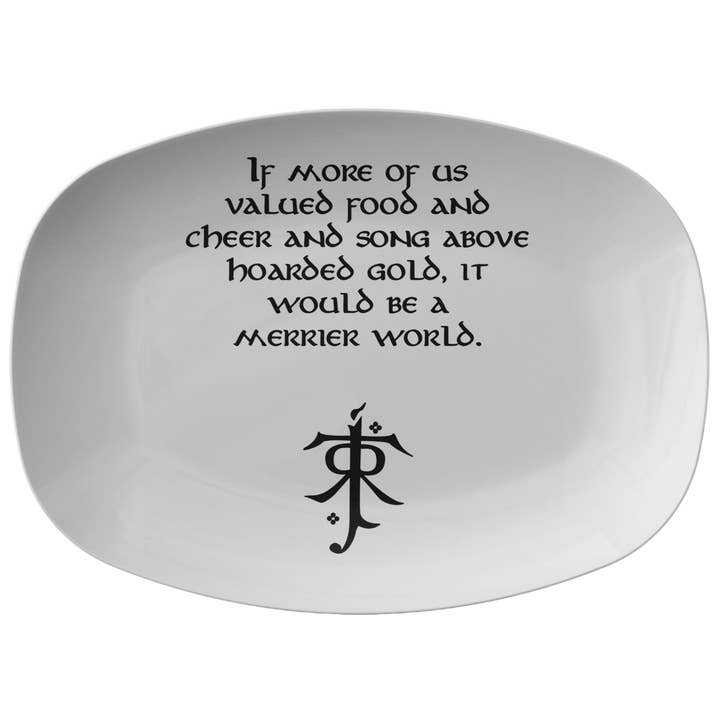 Food and Cheer and Song LOTR Platter, Lord of the Rings Home Décor, LOTR Quote, Thorin Quote, Kitchenware for Geek for wholesale by Caliberry Home Goods