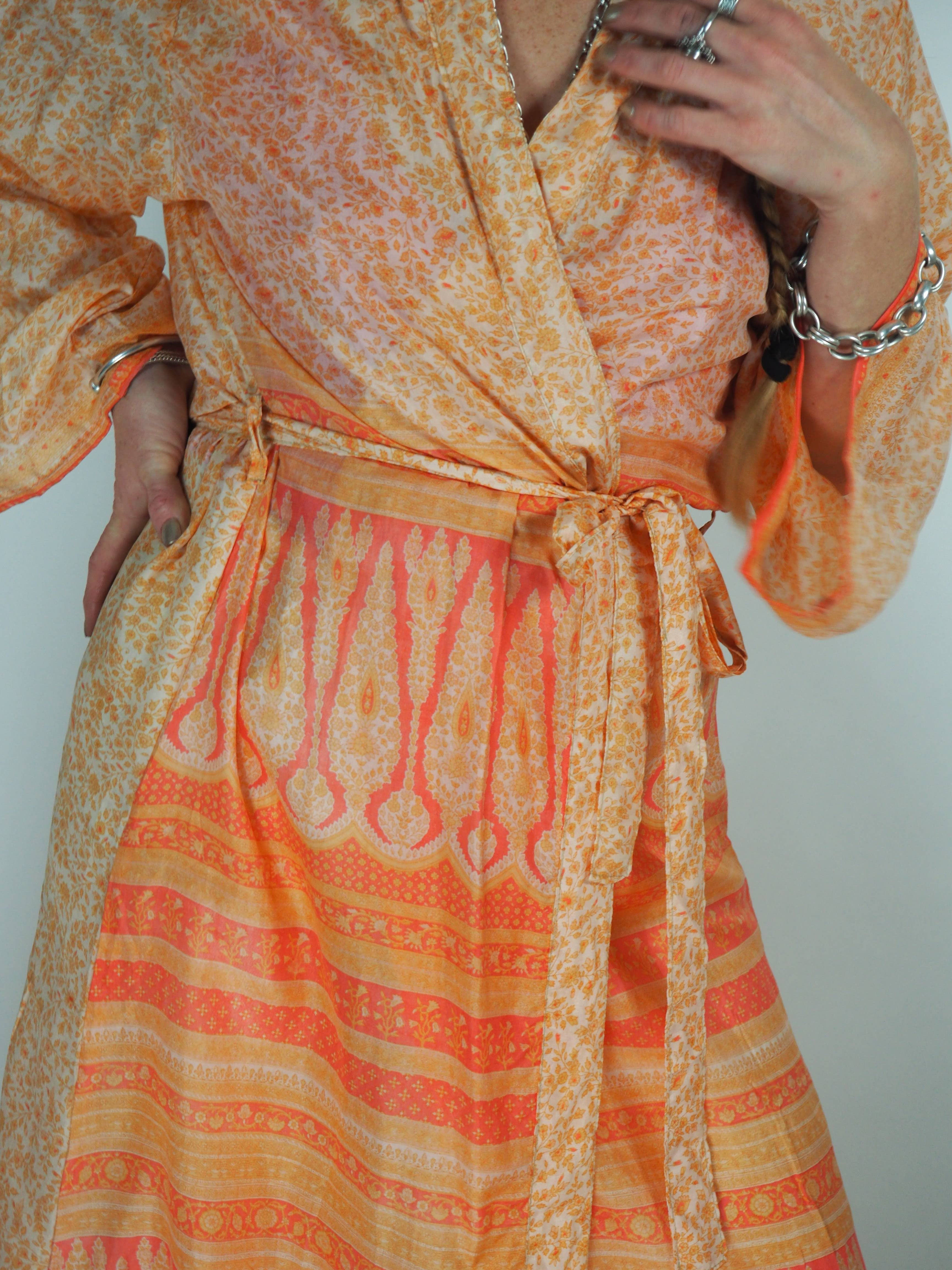 Vagabond Ibiza - Wholesale Kimono - Women's - The Kardash Kimono Long – Up-cycled Vintage Sari Kimono 27