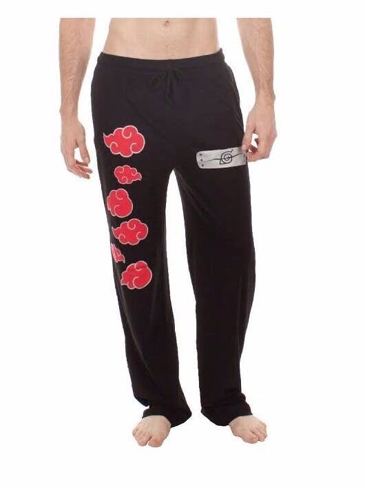 Fundom - Vente Bas de pyjama – homme - Pantalon de détente et de sommeil Naruto Shippuden avec bandeau Itachi et nuages de Konoha