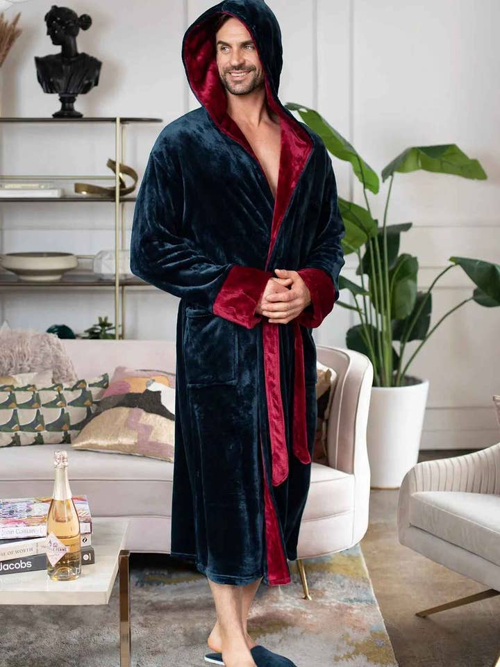 Lotus Linen – Robe - Homem por atacado – Roupão de Homem com Capuz – Conforto Ultra-Macio em Plush para Uso Diário3