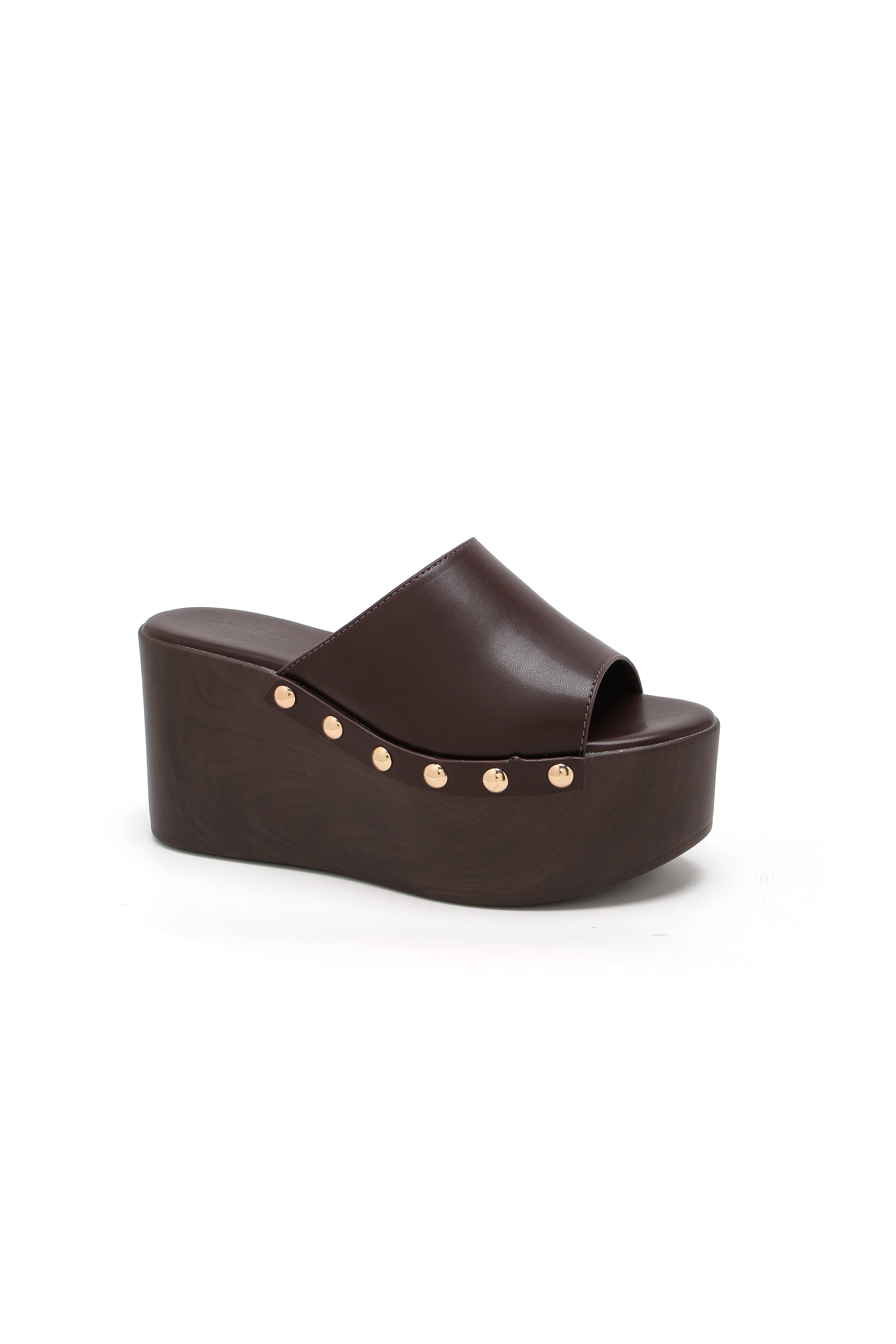 Stephan Paris - Wholesale Platform Heels - Women's - Wedge mules with wood effect 78-1902