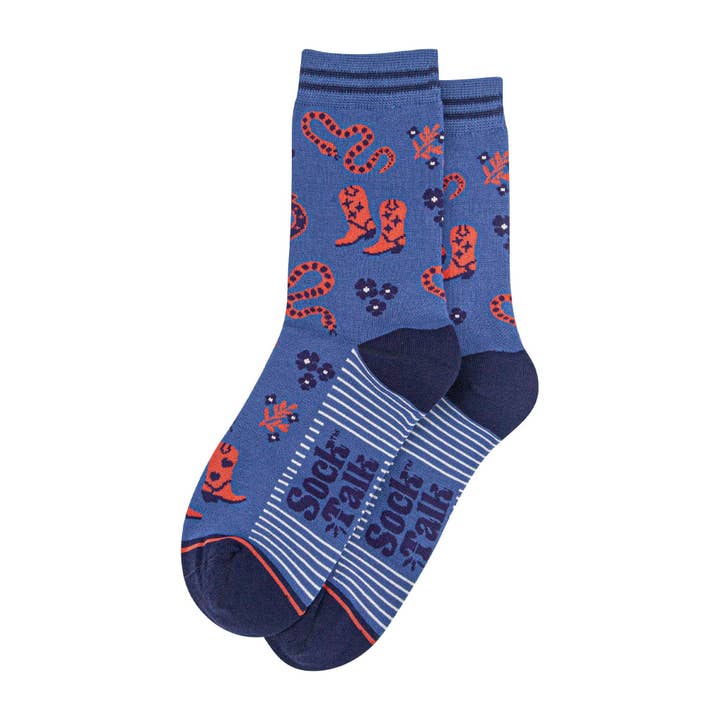 Sock Talk – wholesale Socks – Women's – Women's Bamboo Socks - Navy Blue/Denim Blue, Cowboy Snakes1