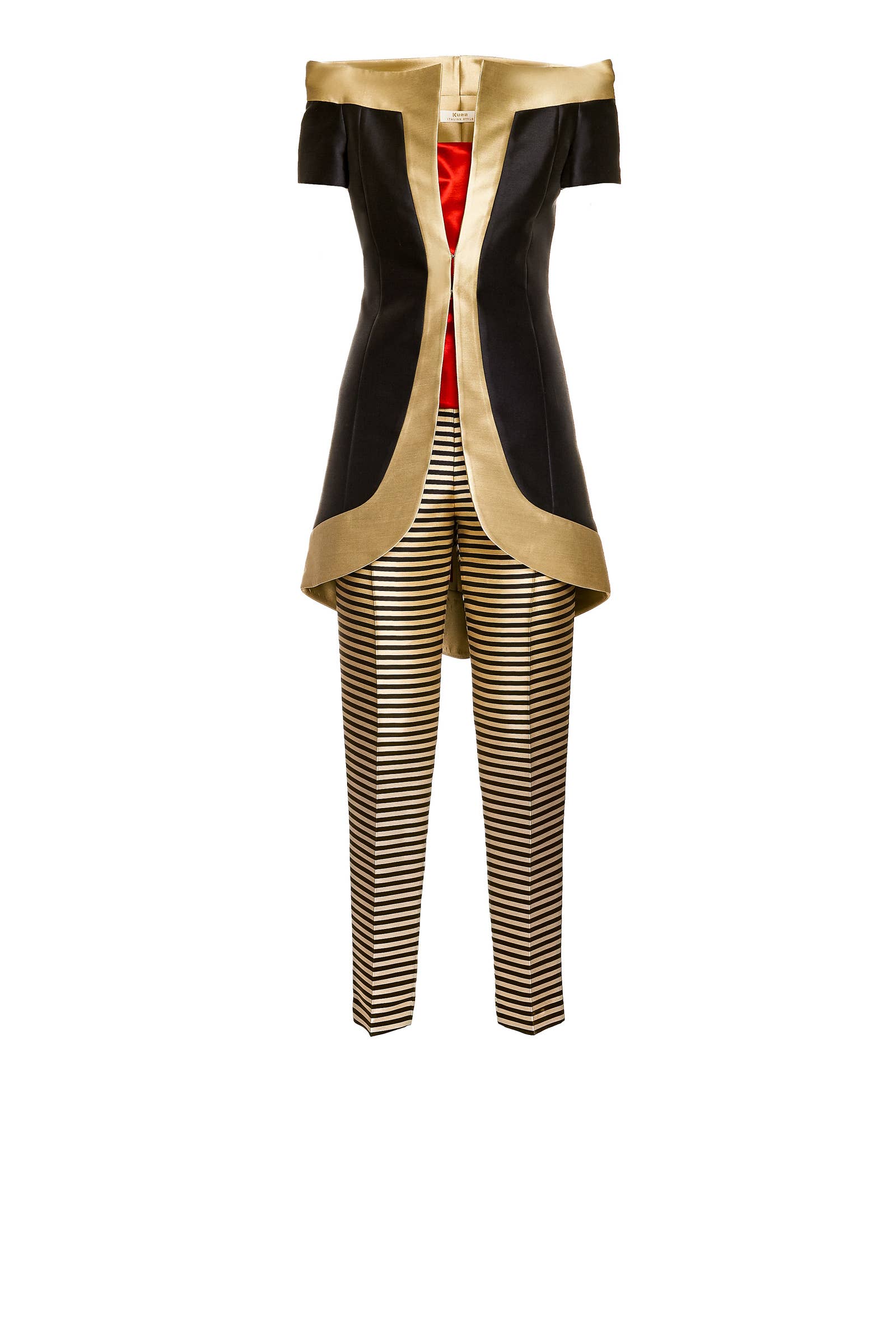 Fantasy Stripes Mikado silk jacket and pants set for wholesale on Faire1