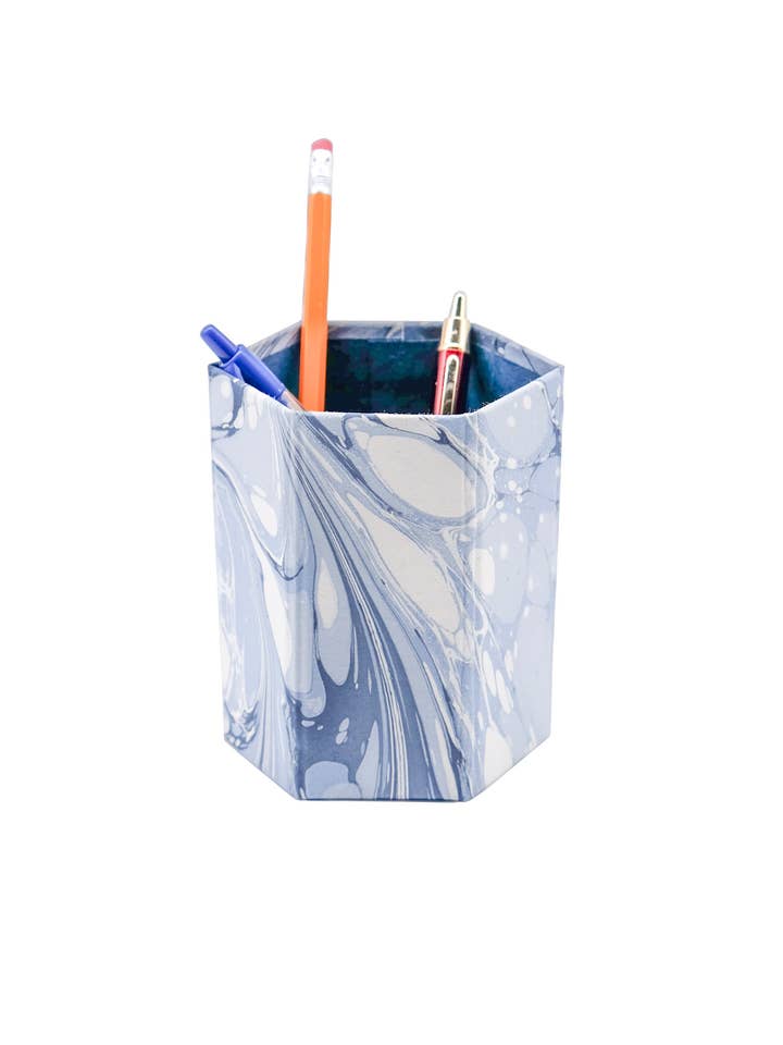 Organizador de lápices marmoleado a mano en ola oceánica para venta al por mayor de Inner Child