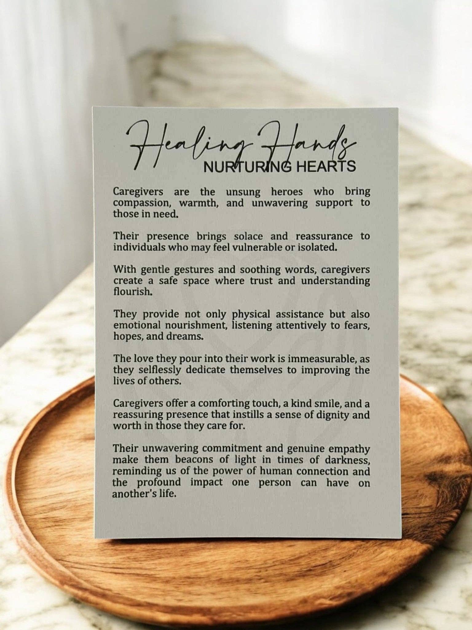 Montgomery and Claire - Wholesale Ornament - Caregiver Appreciation Wooden Ornament with Hearts and Nurturing Message Story Card1