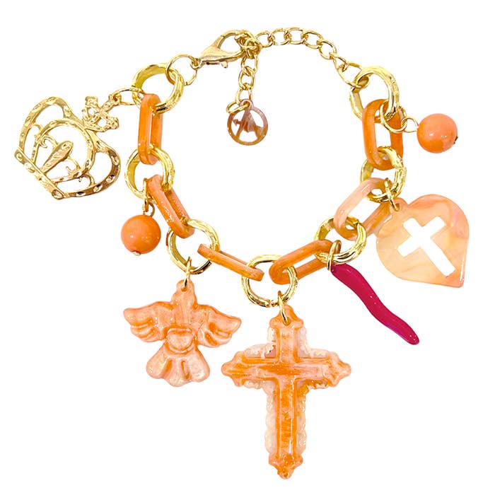 AMORINO SRL - Wholesale Charm/Dangle Bracelet - RESIN BRACELET WITH CROSS CHARMS - FT2260D303