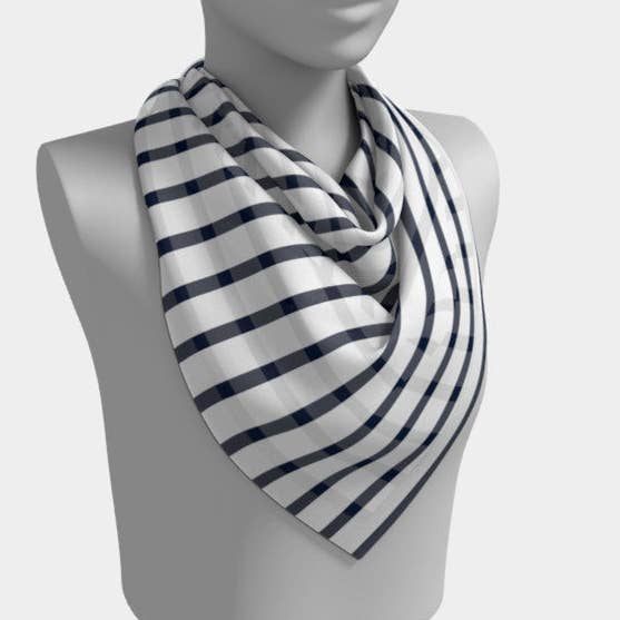 Striped Square Scarf - Navy on White for wholesale by SummerTies