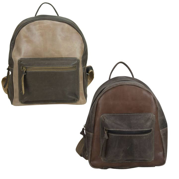 Mochila Sunsa em pele. Mochila castanha. Mochila de lazer por atacado de Sunsa