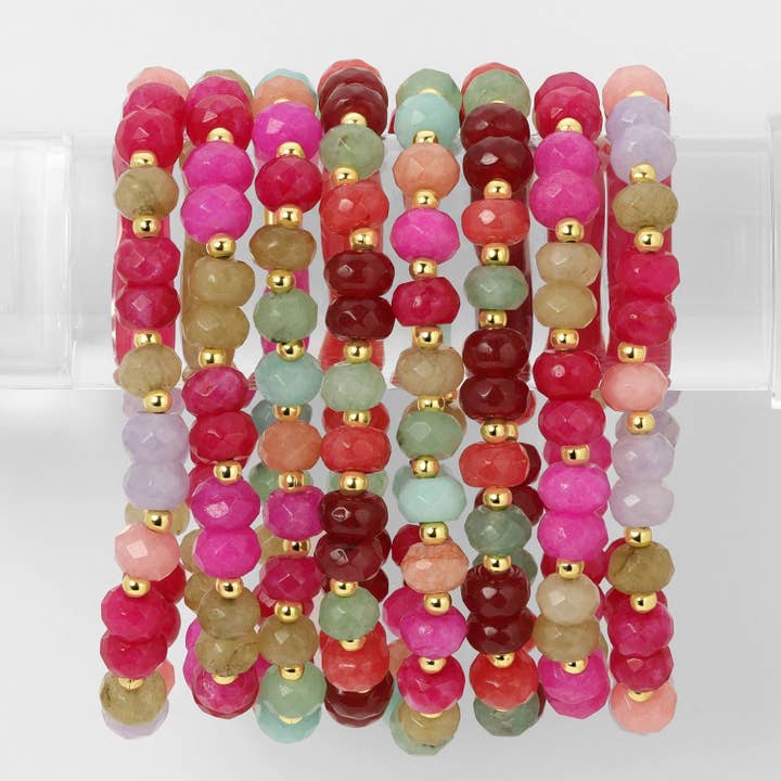 Large Stone Bracelets with Gold Bead Accents - Assorted for wholesale by Splendid Iris