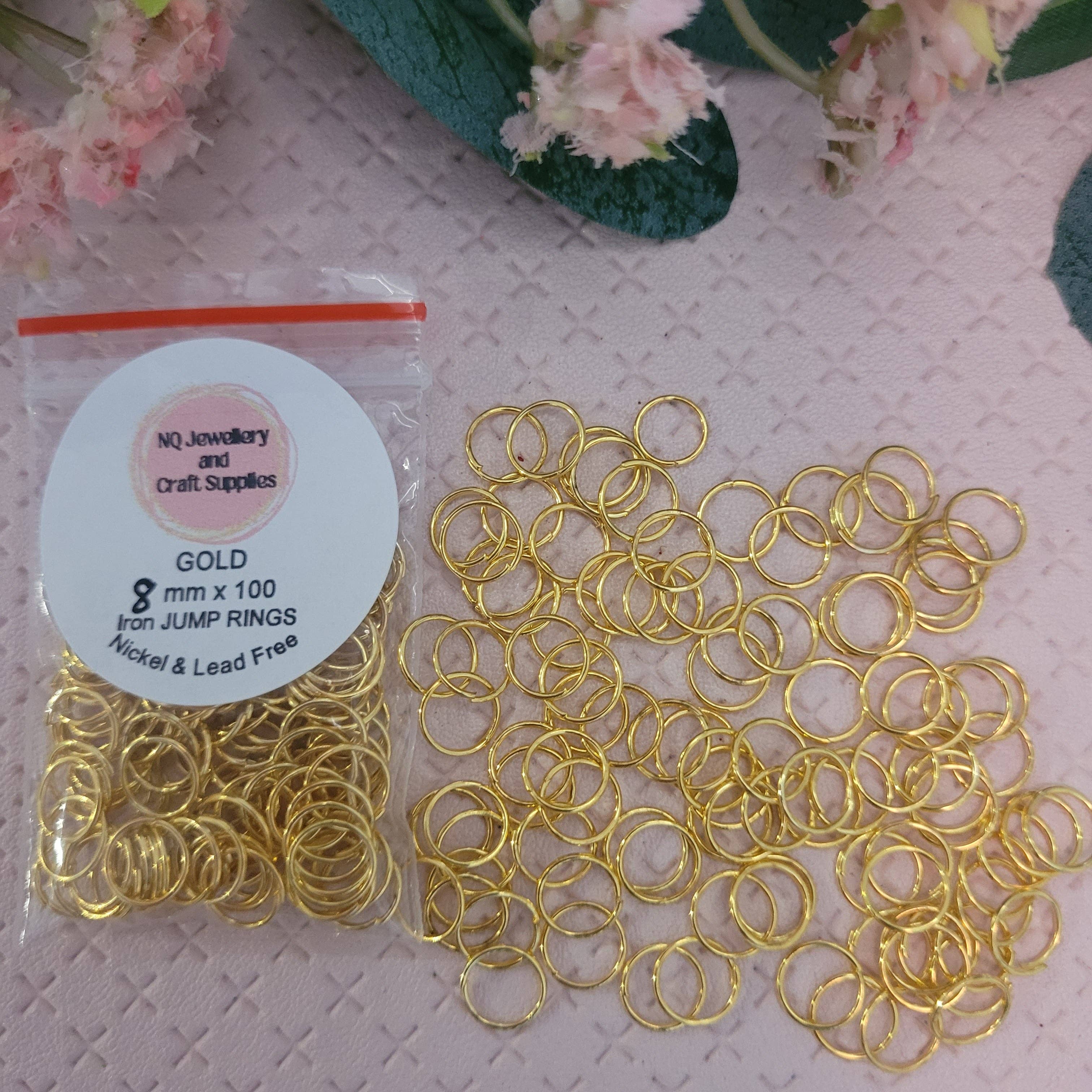 NQ Jewellery & Craft Supplies – material para artesanato por atacado – Anéis Jump DOURADOS FERRO x 100pcs 4mm 6mm 7mm 8mm 10mm5