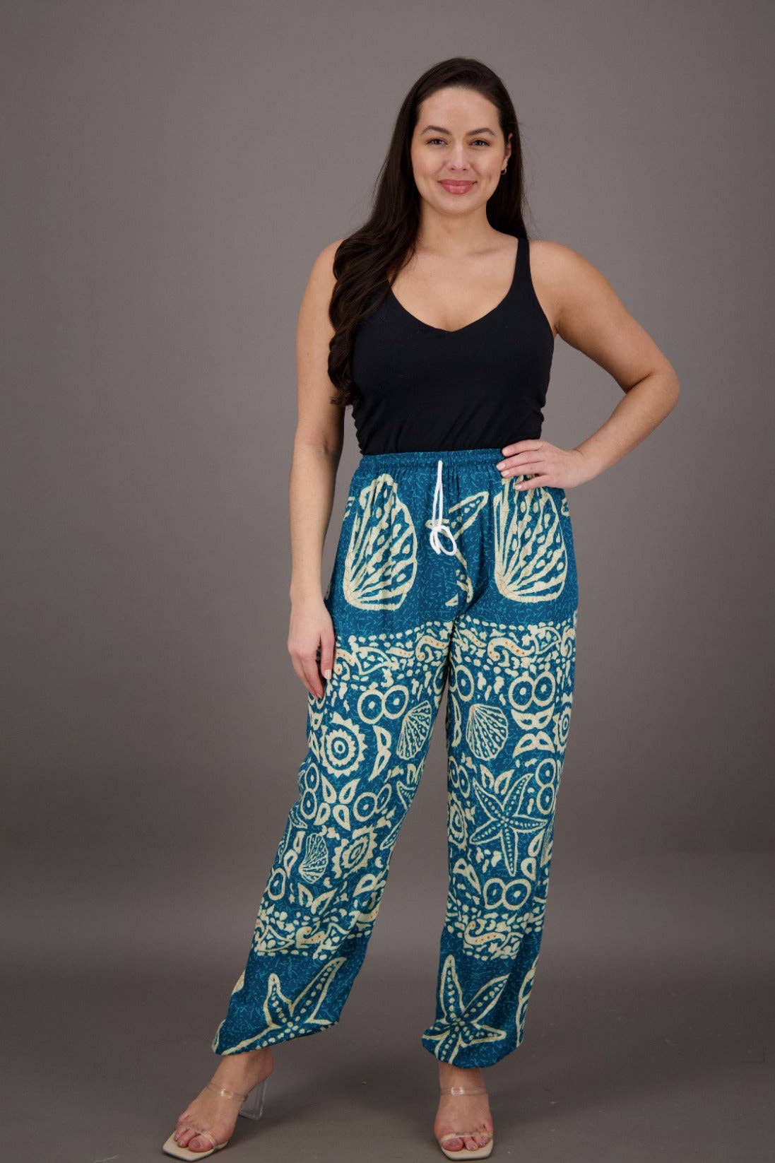 Colores surtidos Pantalones de resort con estampado de estrellas de mar y estrellas de mar THP-9172 de venta al por mayor en Faire2