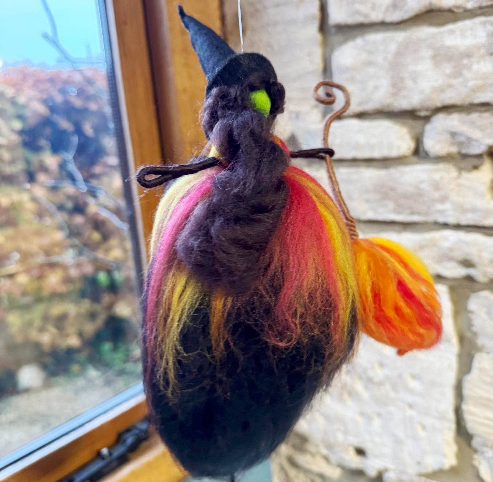 Elf Kendal Hippies - Wholesale Ornament - felted witch green skin edition handmade by Lito here in UK