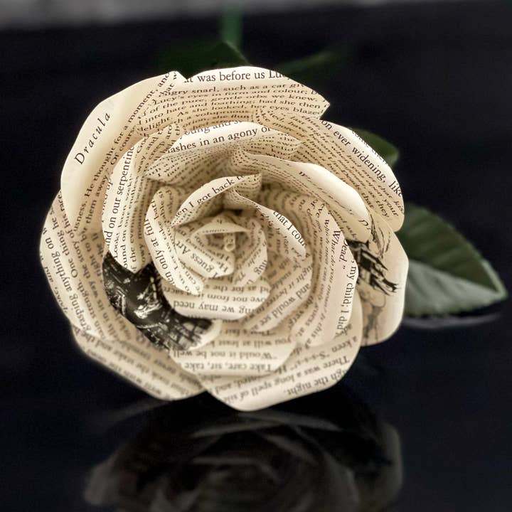 Literary Blooms – wholesale Artificial flowers – Handmade Dracula Paper Flowers–Roses made from Upcycled Book4
