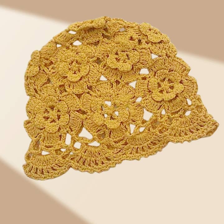 JC Sunny Fashion - Wholesale Bucket Hat - Women's - JCH903323 Vintage Hand-Crocheted Floral Dressy Bucket Hat5