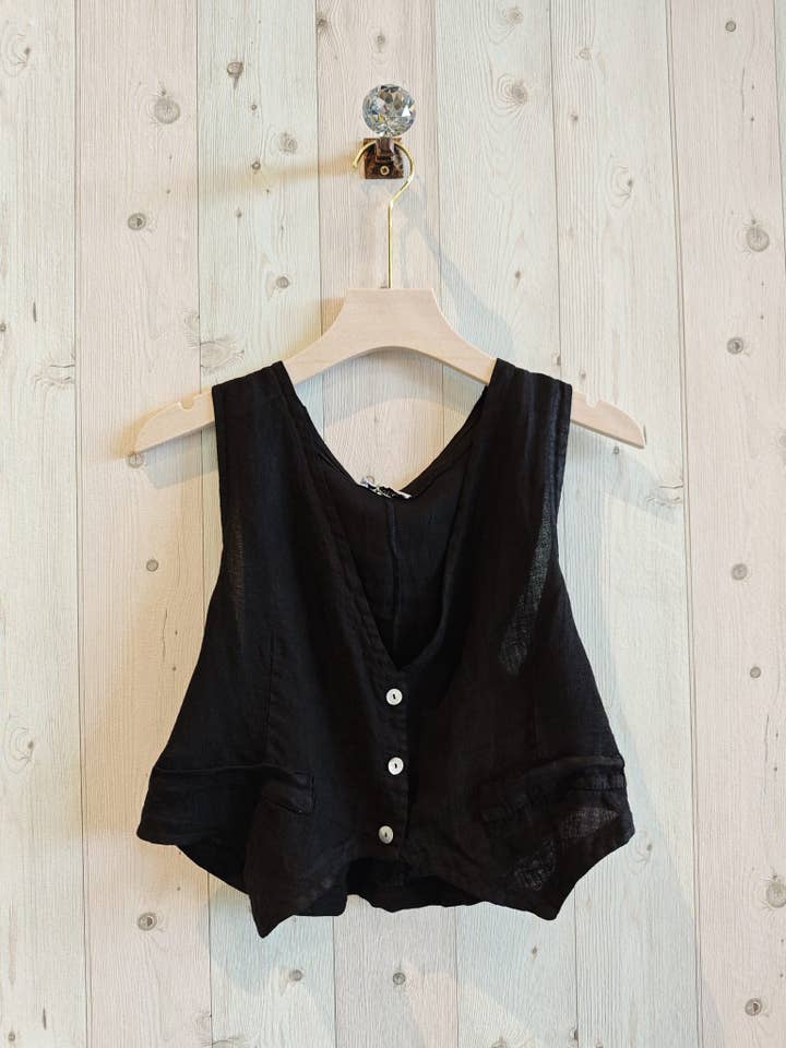 Linen & More - Wholesale Outerwear Vest - Women's - REF 6454 100% LINEN VEST