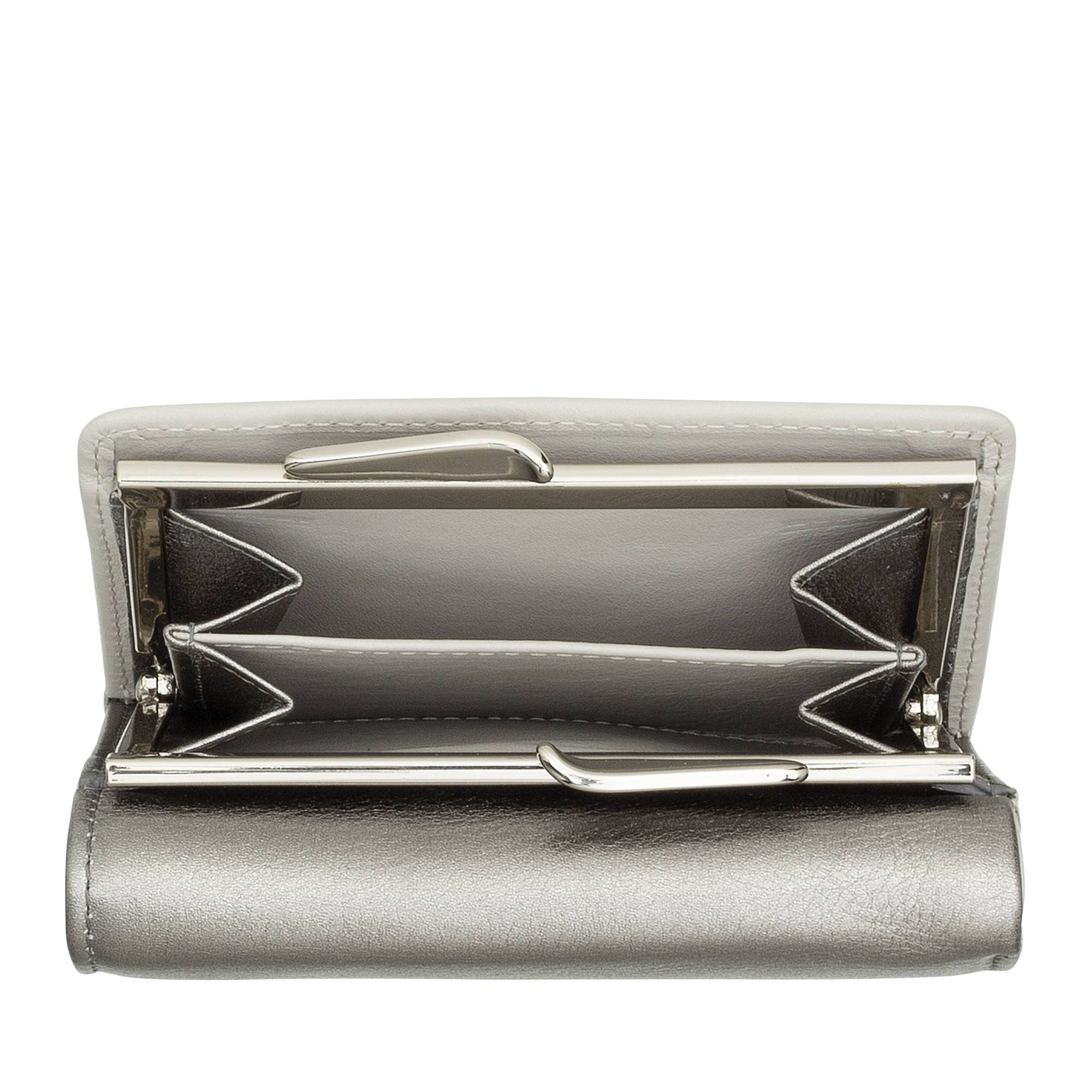 dudu - Wholesale Wallet - Women's - Dudu Women'S Leather Compact Wallet Clic Clac Silver3