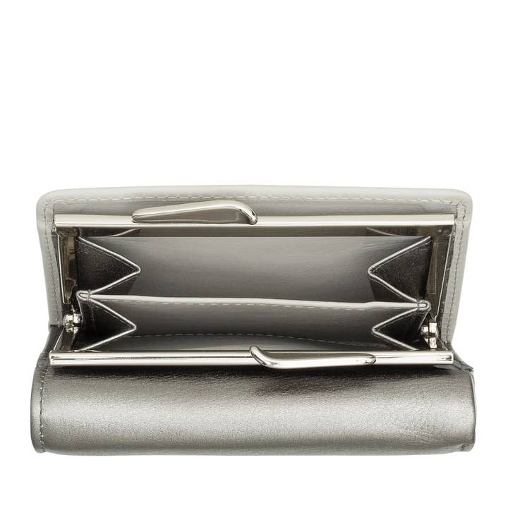 dudu - Wholesale Wallet - Women's - Dudu Women'S Leather Compact Wallet Clic Clac Silver3