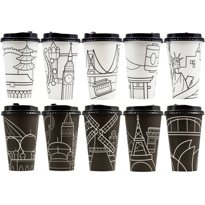Youngever 70 Sets 16OZ Coffee Paper Cups with Lids - Cities and other Purchase Wholesale hot paper cups. Free Returns & Net 60 Terms on Faire trending on Faire.