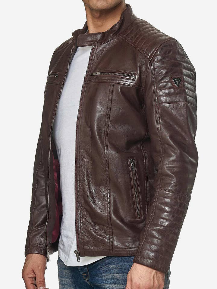 Tazzio - Wholesale Leather Jacket - Men's - Tazzio 19709 Men's Genuine Leather Biker Jacket