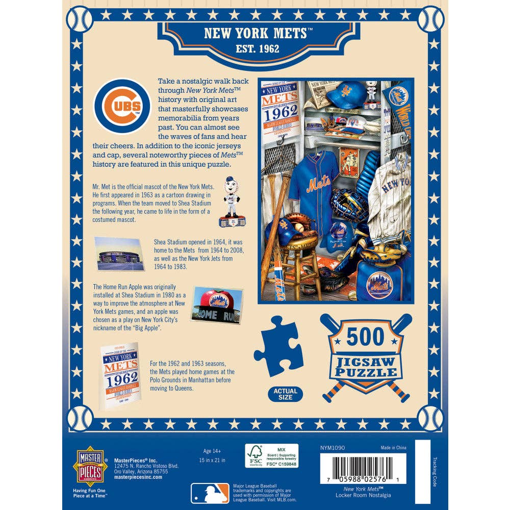Masterpieces Puzzles - Vente Puzzle – adulte - New York Mets - Puzzle de 500 pièces Vestiaire2
