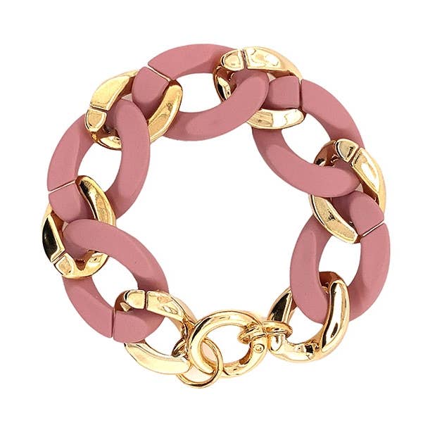 Armband mit goldener und rosafarbener Kette für den Großhandel von What's Hot