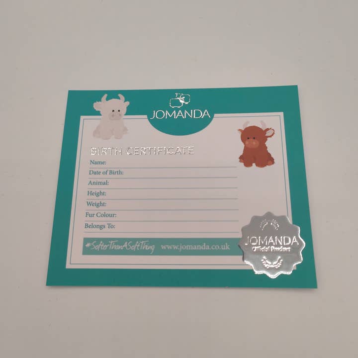 Jomanda Soft Toys & Accessories - Wholesale Stuffed/Plush Toy - Kids & Baby - Birth Certificate for your Jomanda Soft Plush Toys