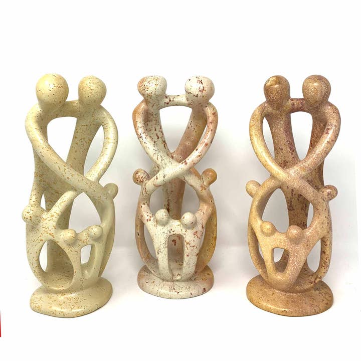 Single Soapstone Family Sculptures - 10-inch - Natural Stone for wholesale by Global Crafts