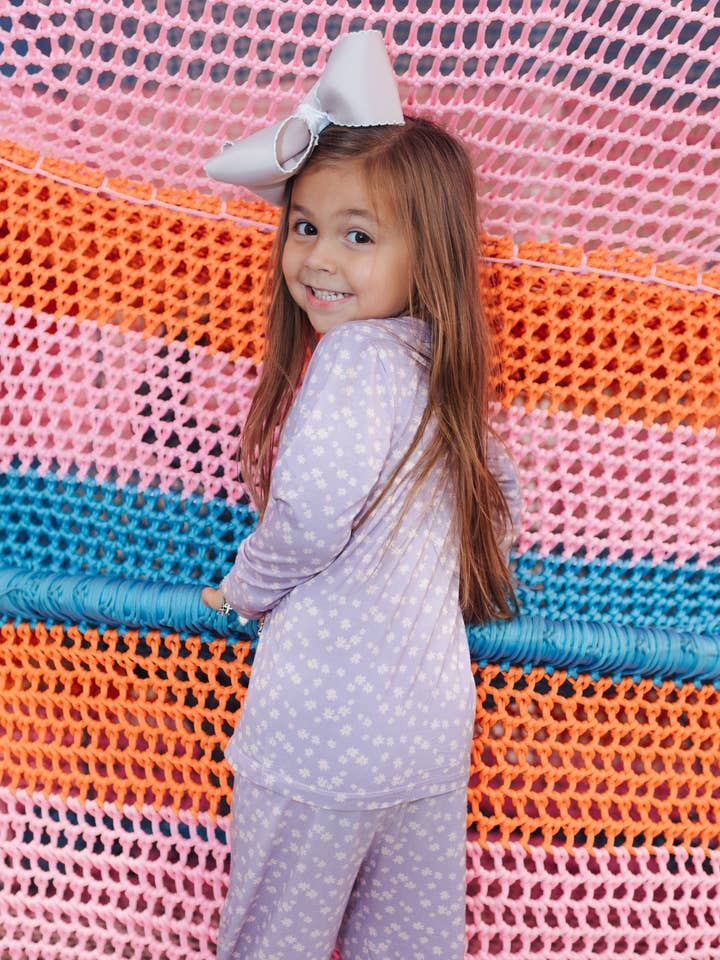 Cozy Dreamerz - Wholesale Sleepwear Set - Kids - Lilac Posies - 2 Piece Cozy Set
