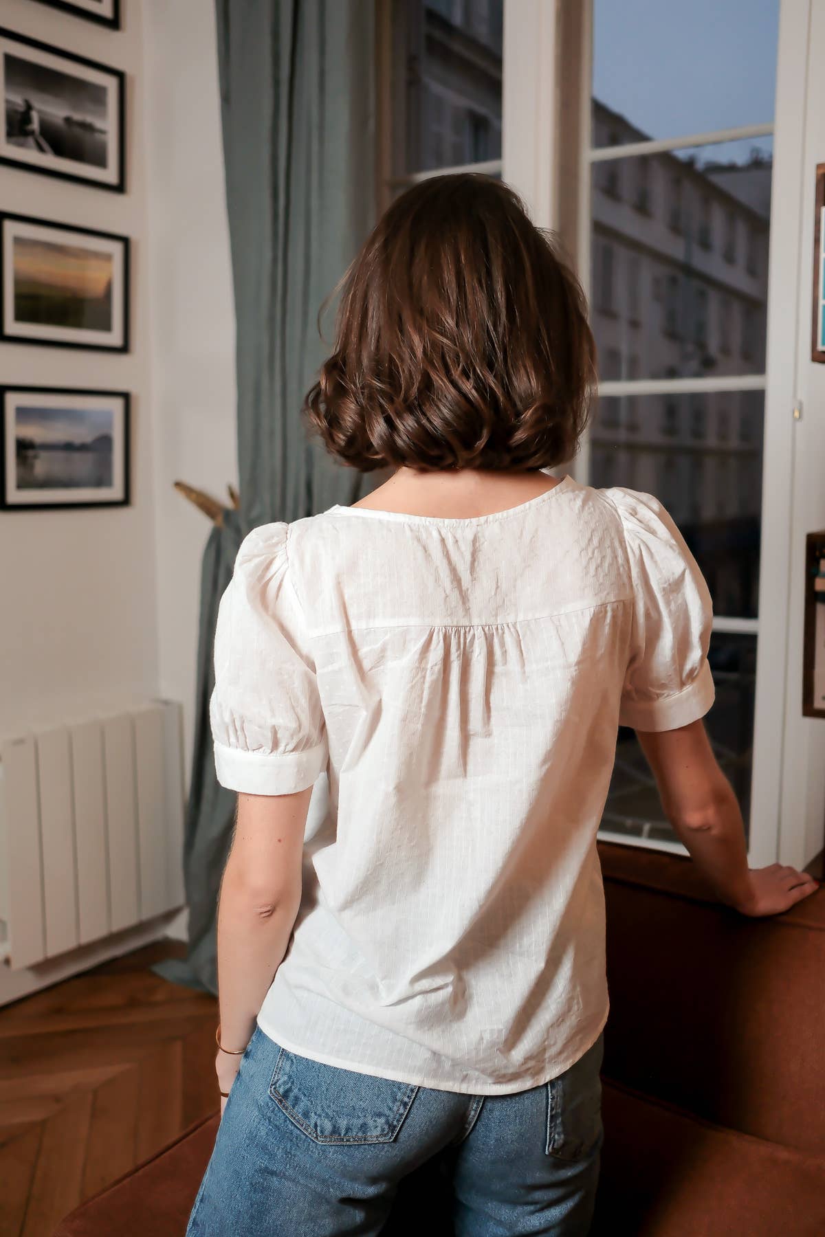 LOVIE & CO - Vente Chemisier – femme - Top manches courtes col froncé à nœud - 4849T-FAITH7