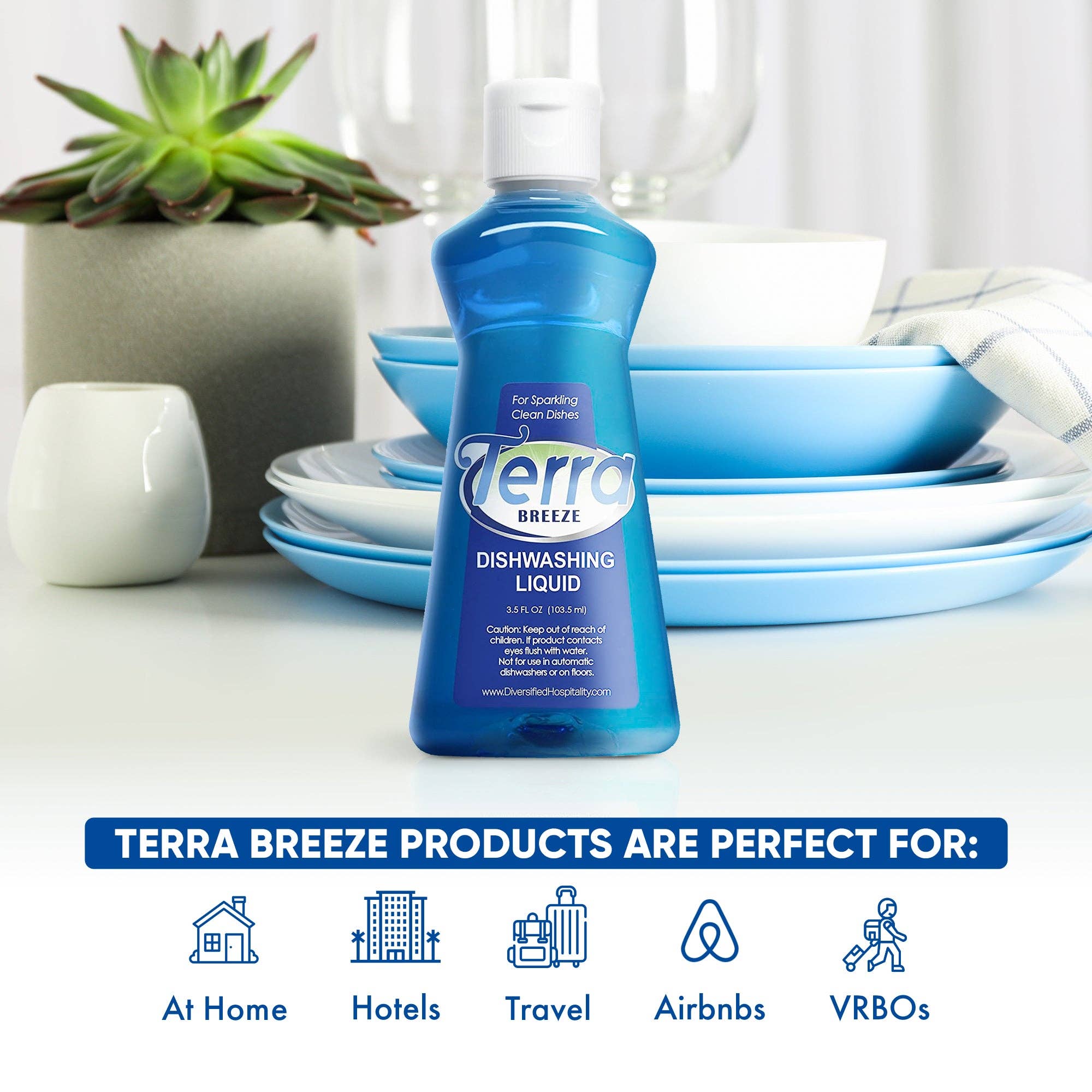 Diversified Hospitality Solutions - Vendita all'ingrosso Detersivo per i piatti - Detergente per piatti liquido Terra Breeze Hotel, 3,5 oz (Confezione da 36)1