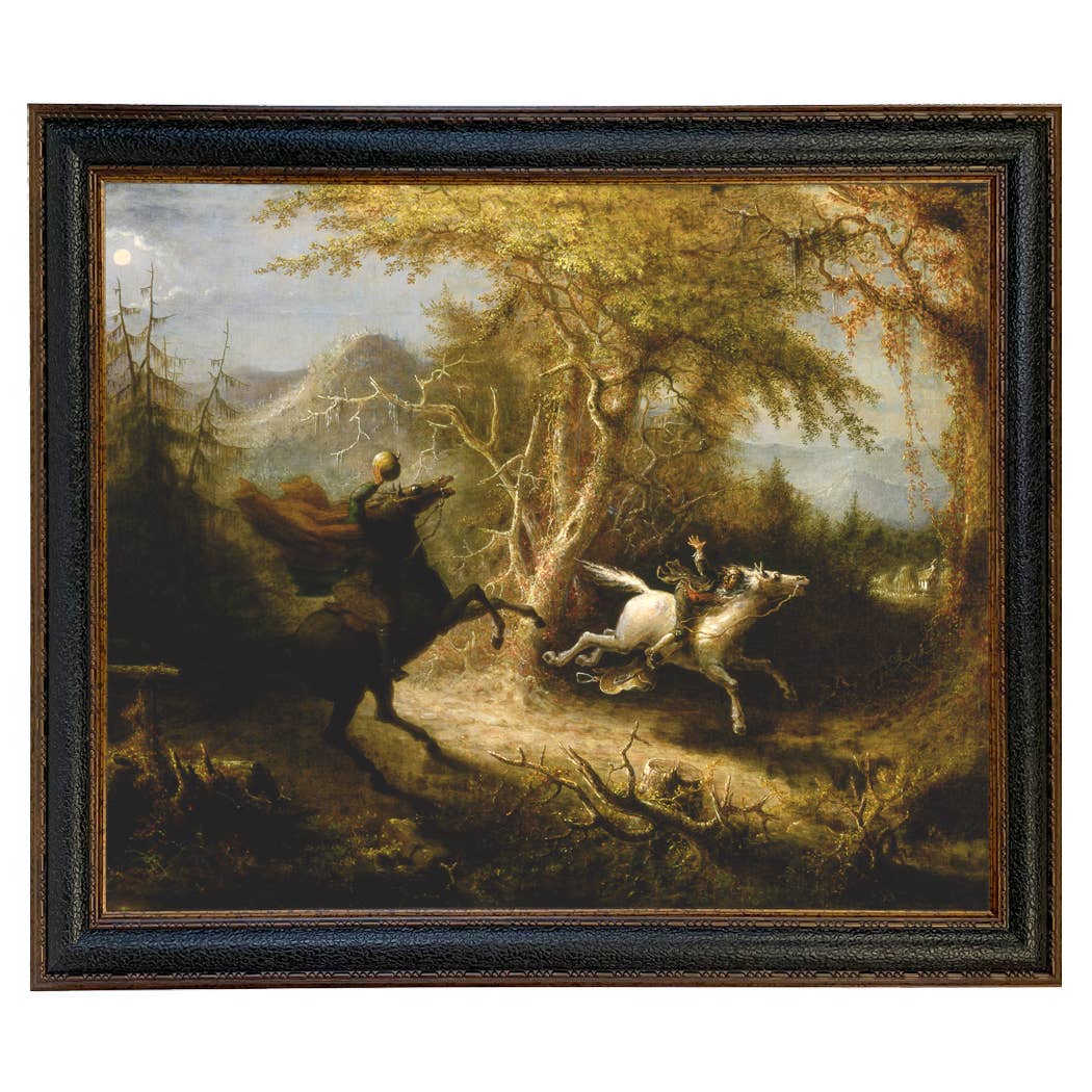 Madison Bay Co. - Historical Home Decor Reproductions - Wholesale Schilderen/Tekenen - Schilderijafdruk van de Ruiter zonder Hoofd die Ichabod Crane Achtervolgt79