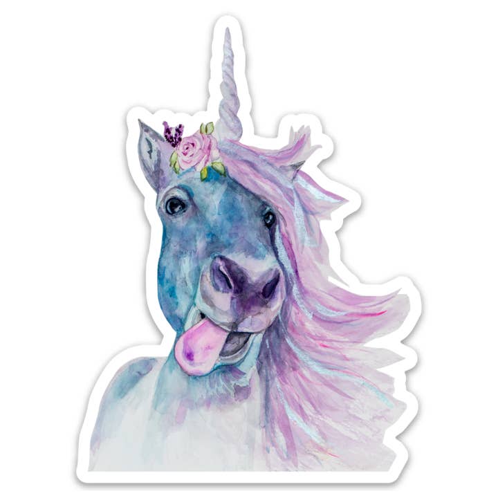 Silly Unicorn Sticker for wholesale by Haphazard Rose