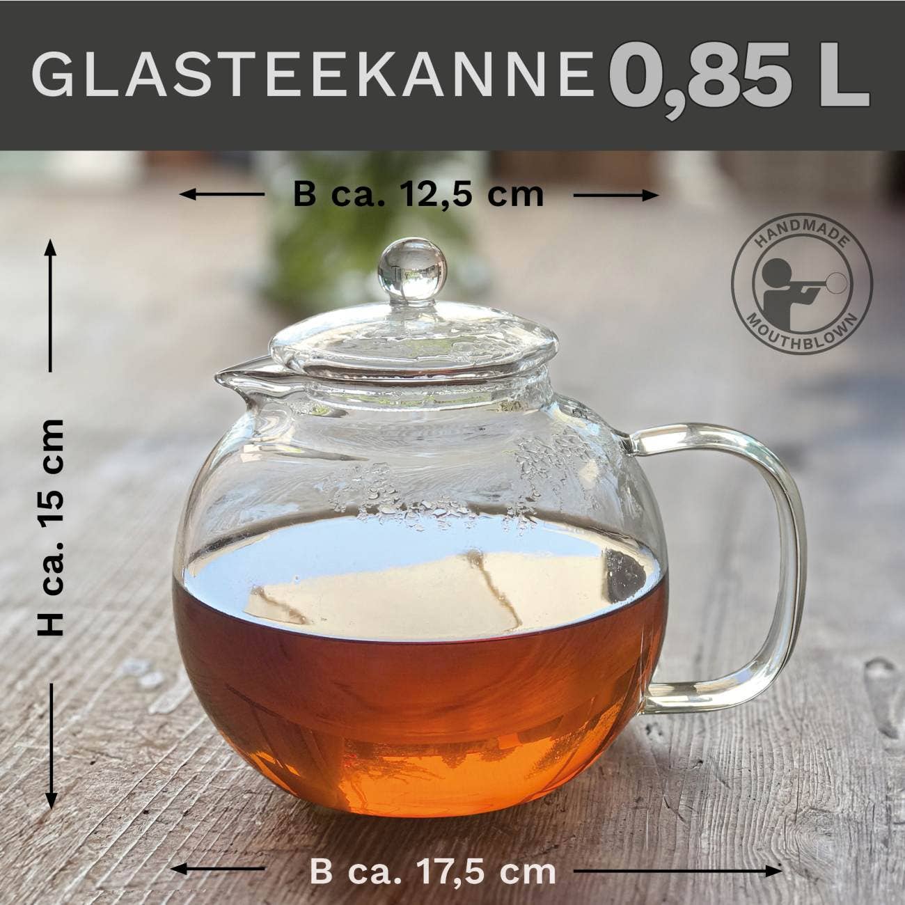 Creano - Vente Théière - Théière en verre Creano 0,85 l avec filtre en acier inoxydable intégré et couvercle en verre, 3 pièces2