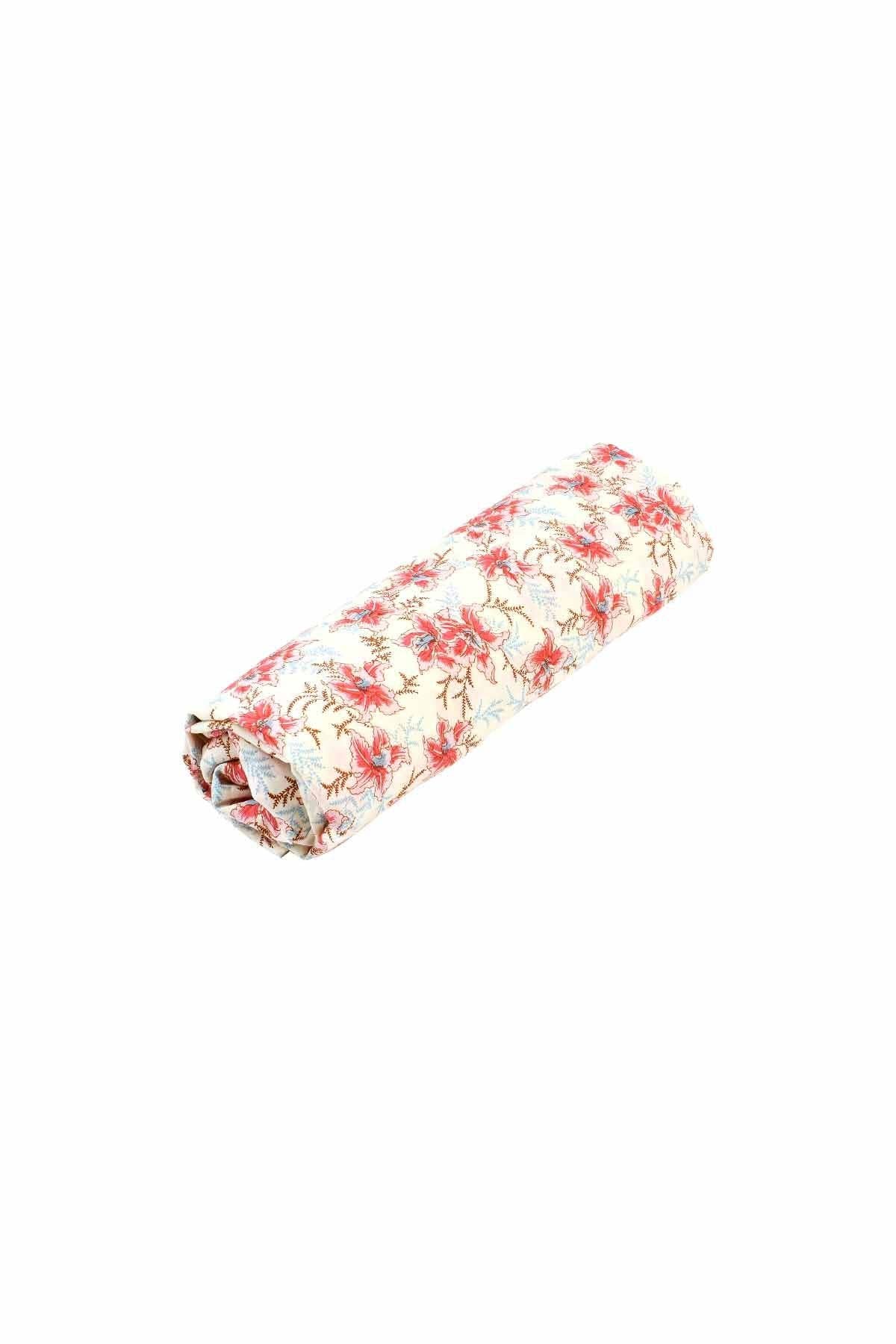 Fleurs de framboisier Nicole Fitted Sheet - Bed linen - flowers - cream - red for wholesale on Faire3