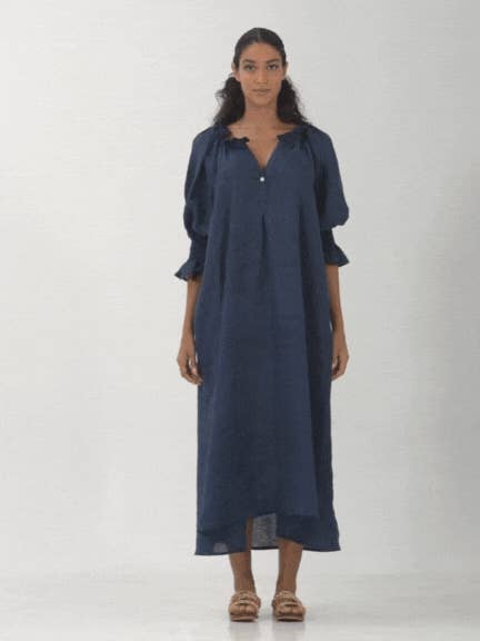 Navy Lula Peasant Maxi for wholesale on Faire4