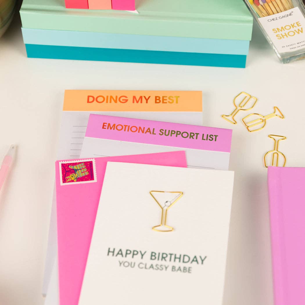 Chez Gagné - Wholesale Notepad - Emotional Support List - Lined Notepad - Lavender - 65 perforated pages - 5x8 2