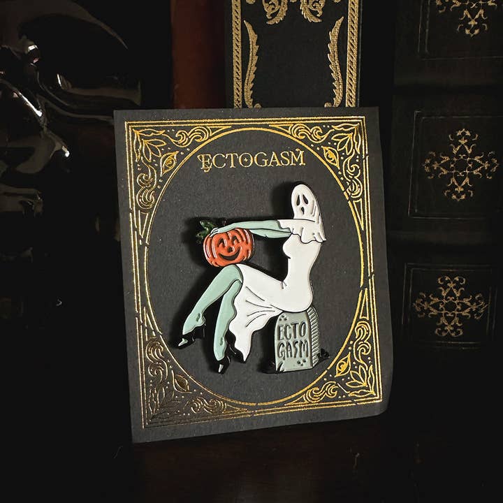 Ectogasm - Wholesale Lapel Pin/Button - Vintage Pinup Ghost Enamel Pin Halloween Accessory3