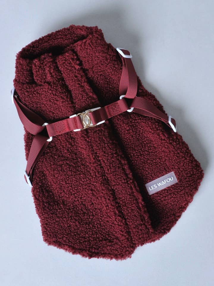 Abrigo de peluche para perro - Rojo burdeos para venta al por mayor de Les Wafou