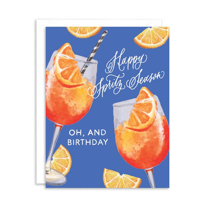 Biglietto di auguri estivo per la stagione e il compleanno di Happy Aperol Spritz per la vendita all'ingrosso da parte di Paper Betty
